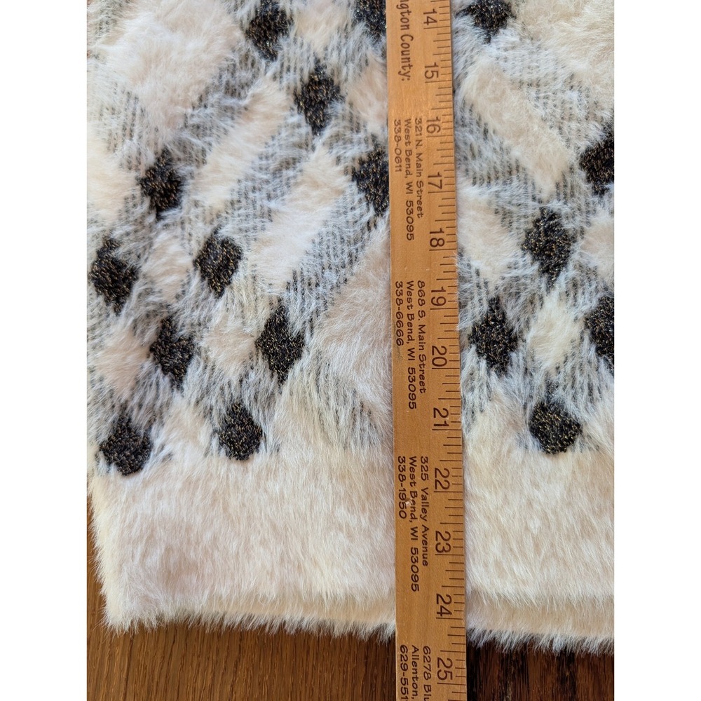 Tommy Hilfiger Womens Fuzzy Eyelash Knit Argyle Sweater Vest M White Metallic - Picture 8 of 8